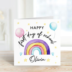 Personalised First Day of School card with name, Rainbow Kids Nursery Reception