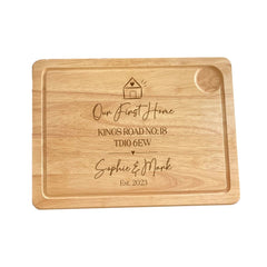 Personalised first home engraved wooden chopping board with couple names Housewarming gift