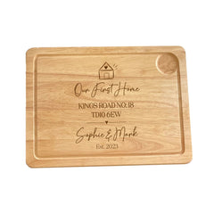 Personalised first home engraved wooden chopping board with couple names Housewarming gift
