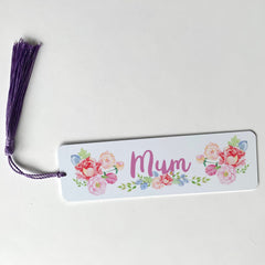 Personalised floral name bookmark with tassel, Gift for her, Book lover gift with name