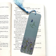 Personalised floral name bookmark with tassel, Gift for him or her, Book lover gift