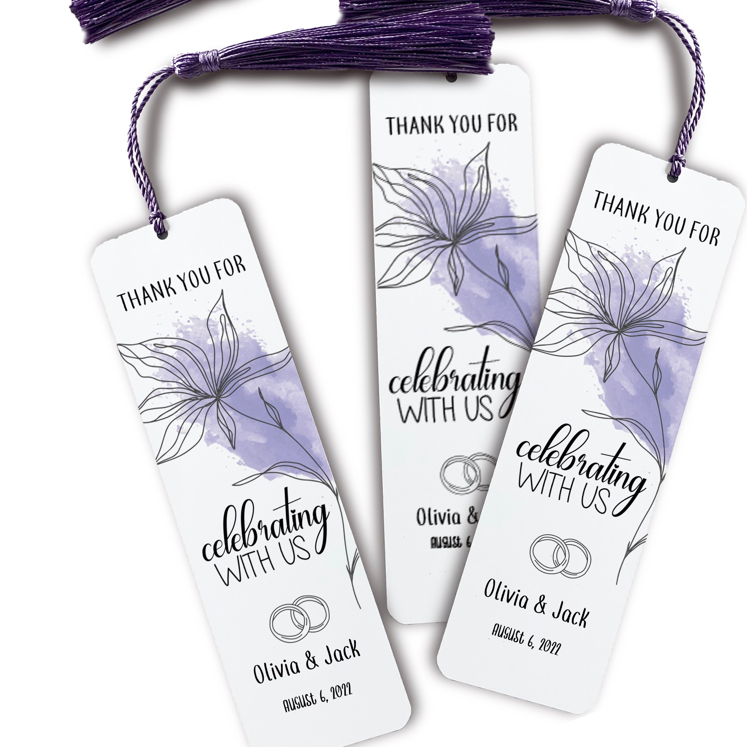 Personalised Floral Wedding Bookmark With Tassel, Wedding Favour For Guests, Bridesmaid Gift