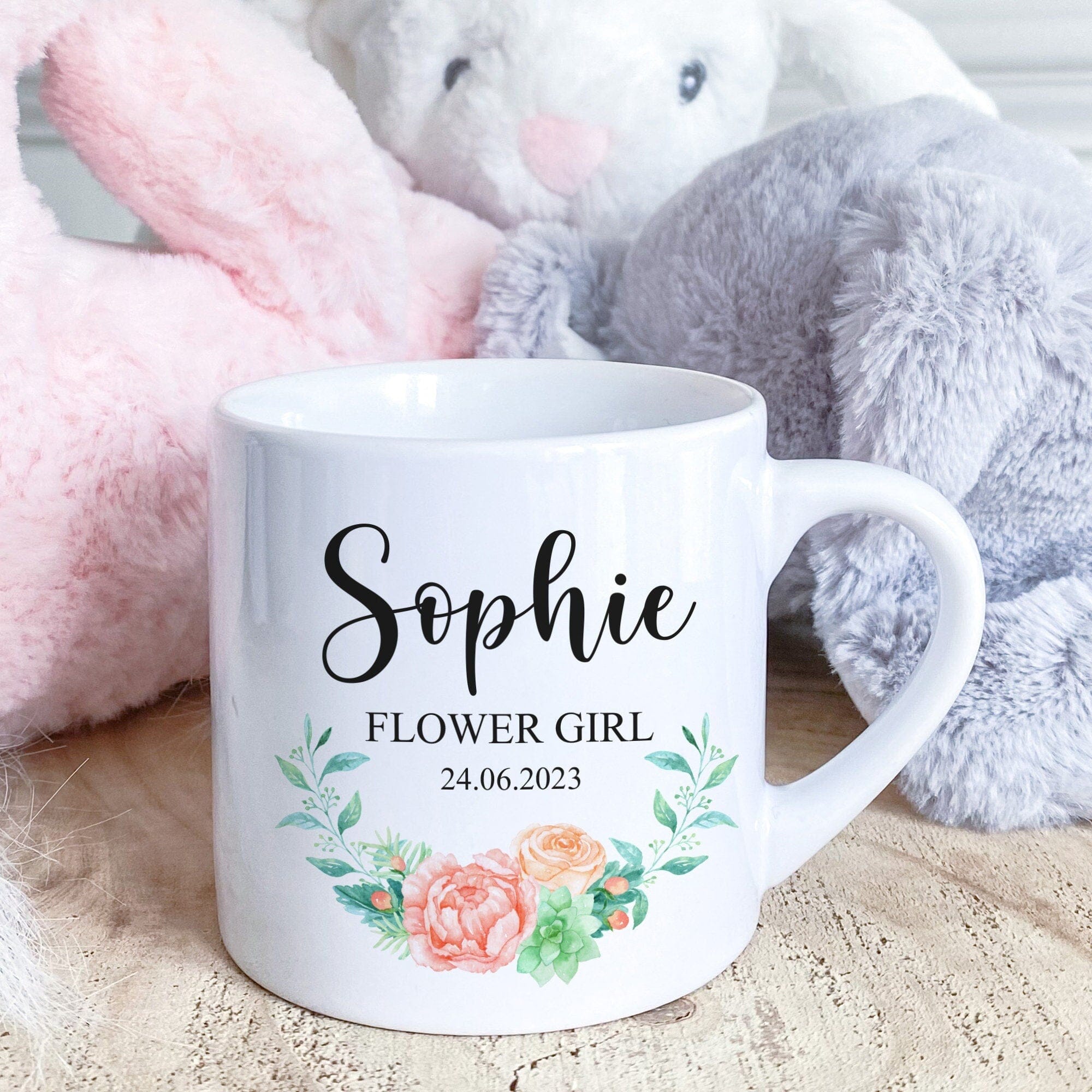 Personalised flower girl mug, Wedding gift for flower girl or little Bridesmaids