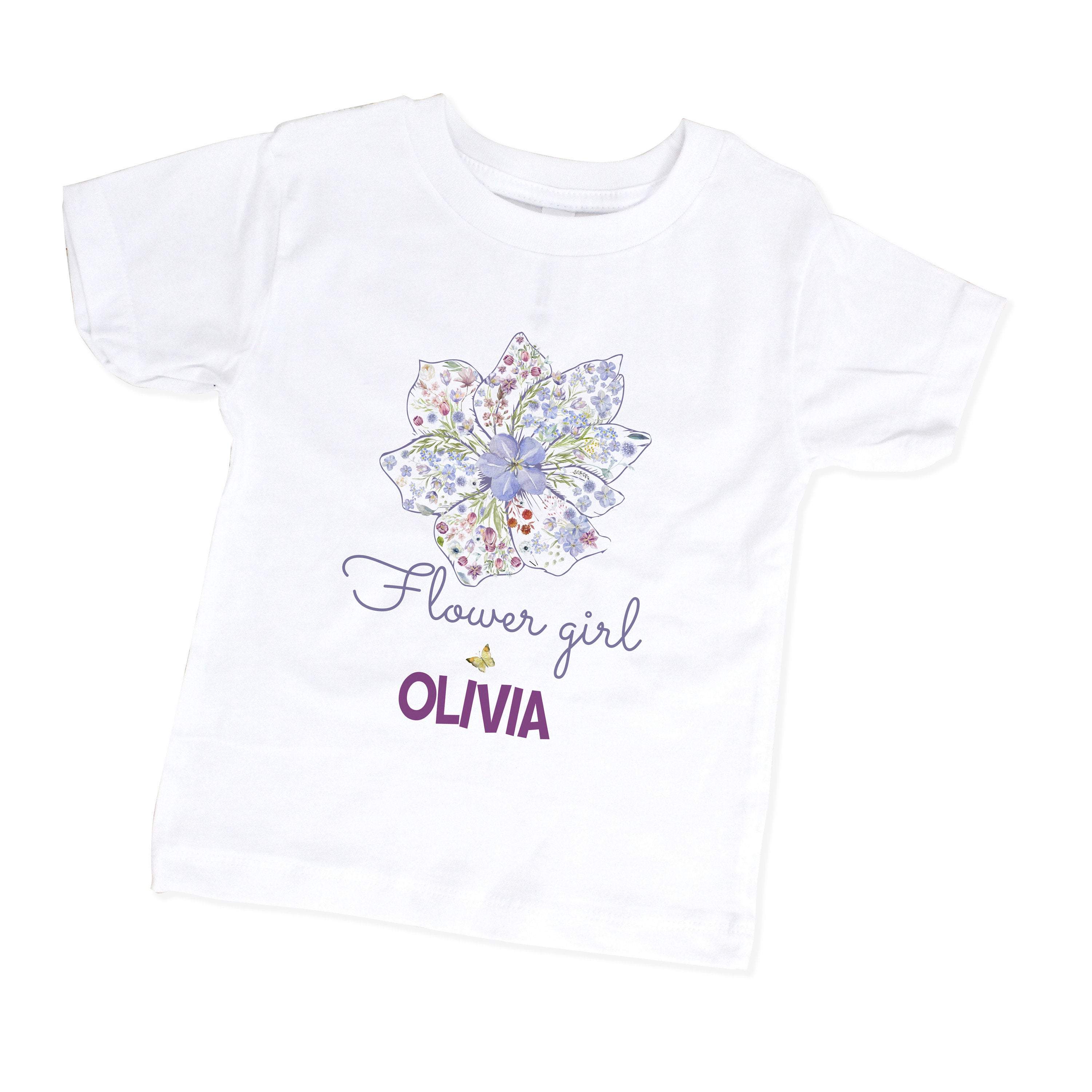 Personalised flower girl t-shirt, Flower girl outfit, Floral Wreath Tee, Wedding gift for kids