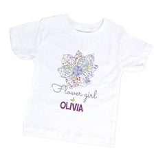 Personalised flower girl t-shirt, Flower girl outfit, Floral Wreath Tee, Wedding gift for kids