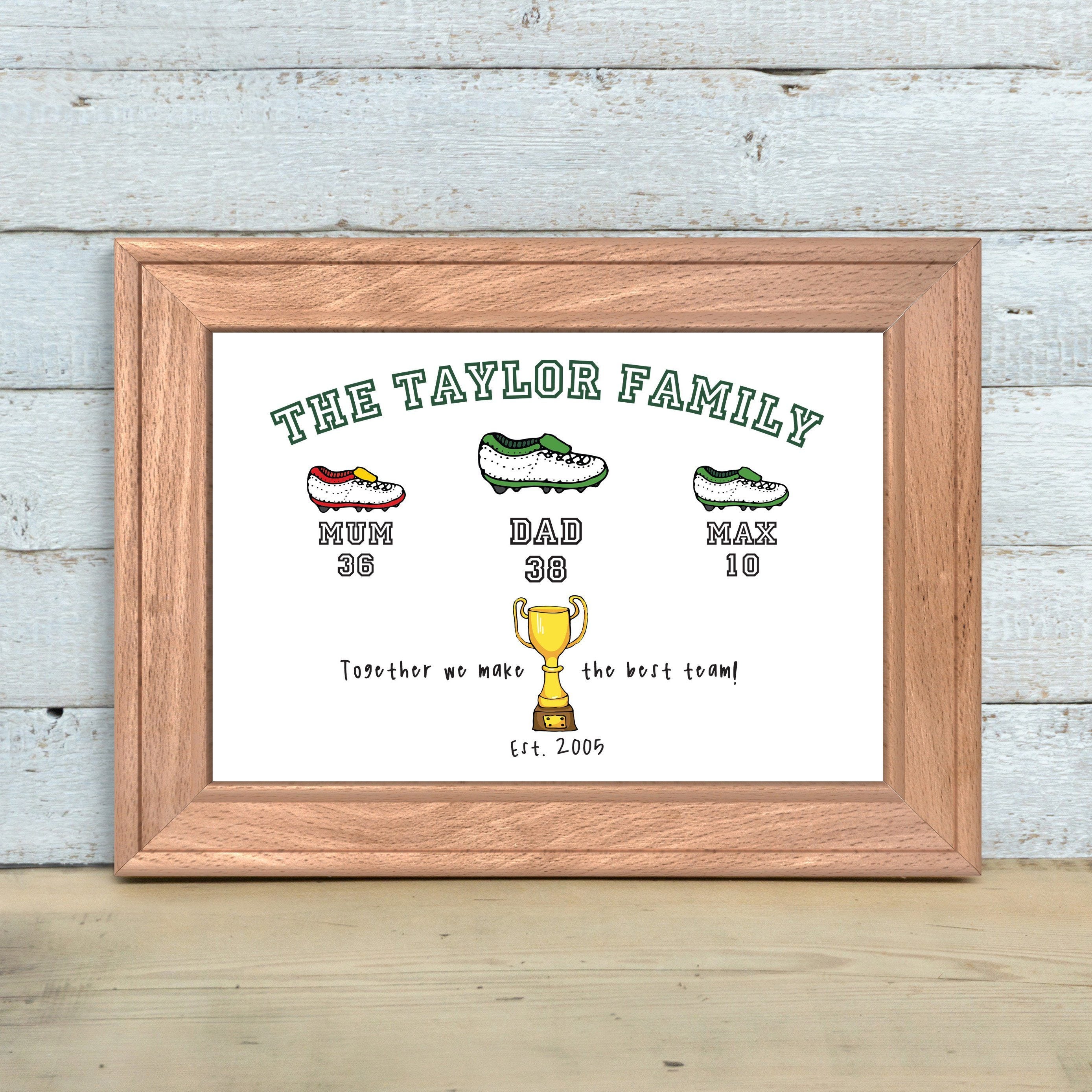 Personalised football team family poster,Daddy's dream team,First Father's day gift