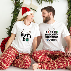 Personalised Funny Christmas T-Shirt For Couple, Set For Two, Newlywed Husband Wife
