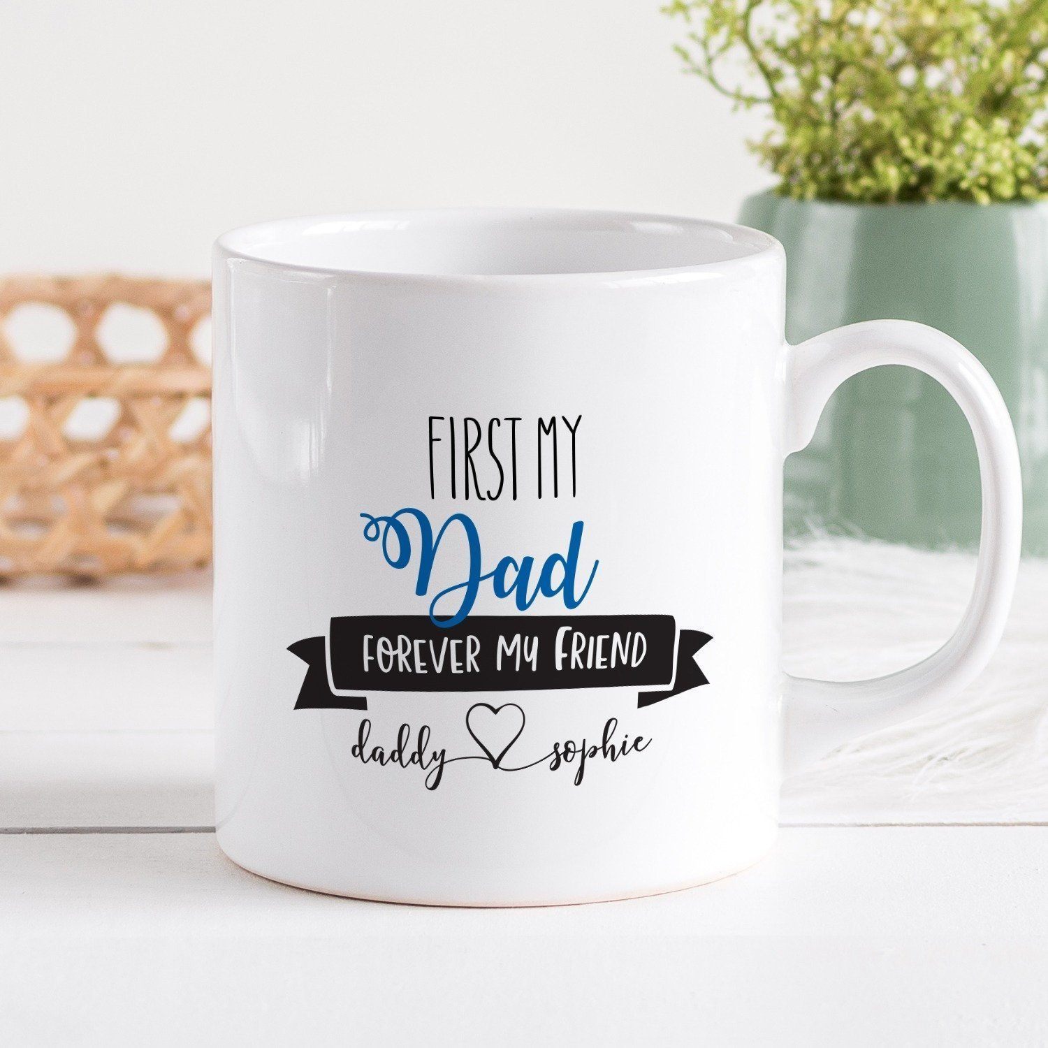 Personalised Gift For Dad, First My Dad Forever My Friend Mug, Pregnancy Announcement