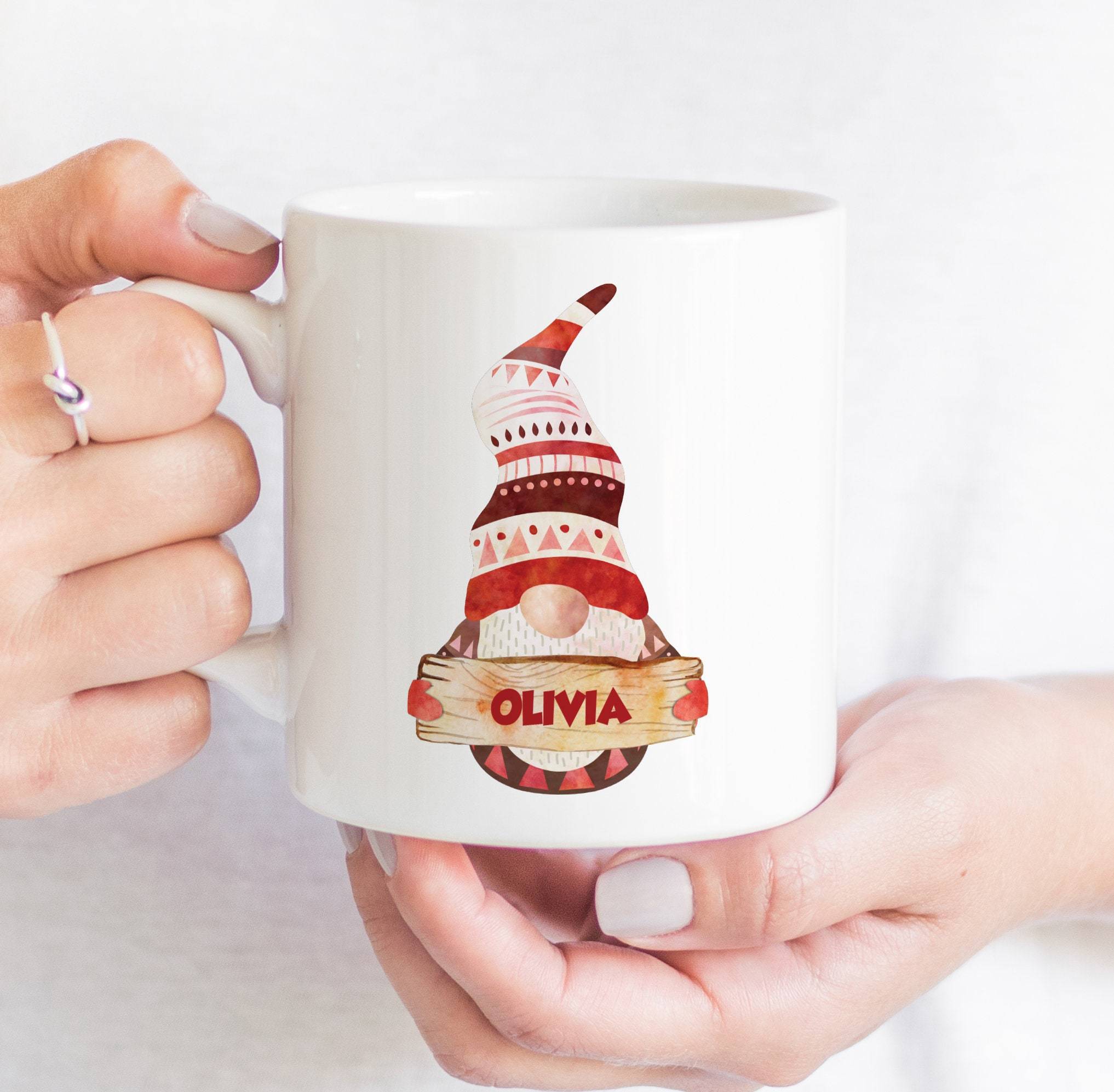 Personalised Gnome Christmas Name Mug, Gift For Him Or Her, Gonk Xmas, Nordic Style