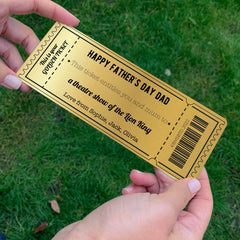 Personalised Golden Ticket, Gold Metal Card, Valentine'S Mother'S Father'S Day Birthday Gift Voucher