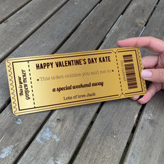 Personalised Golden Ticket, Gold Metal Card, Valentine'S Mother'S Father'S Day Birthday Gift Voucher