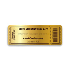 Personalised Golden Ticket, Gold Metal Card, Valentine'S Mother'S Father'S Day Birthday Gift Voucher