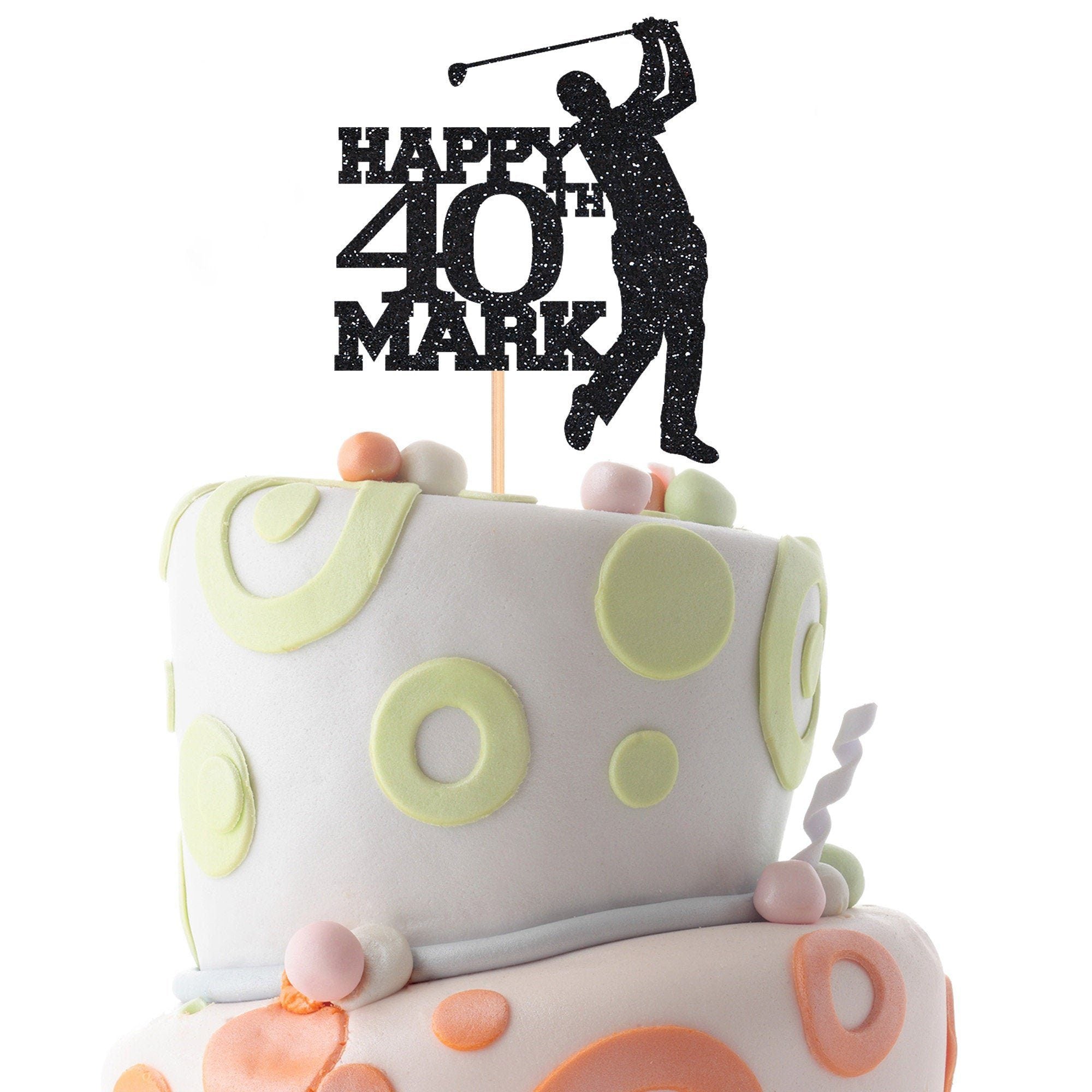 Personalised golf birthday cake topper with name and age, Golf themed