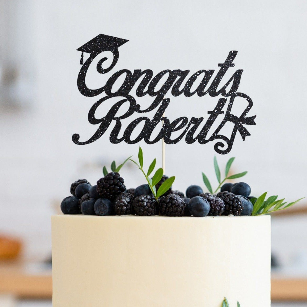 Personalised Graduation Name Cake Topper With Cap And Scroll