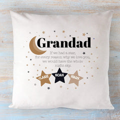 Personalised grandad cushion with grandchildren names, Little stars, Cute Personalised Father's Day Gift for grandpa