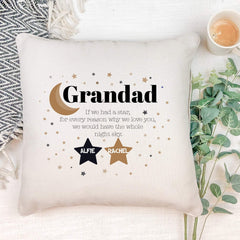 Personalised grandad cushion with grandchildren names, Little stars, Cute Personalised Father's Day Gift for grandpa