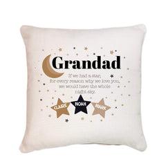 Personalised grandad cushion with grandchildren names, Little stars, Cute Personalised Father's Day Gift for grandpa