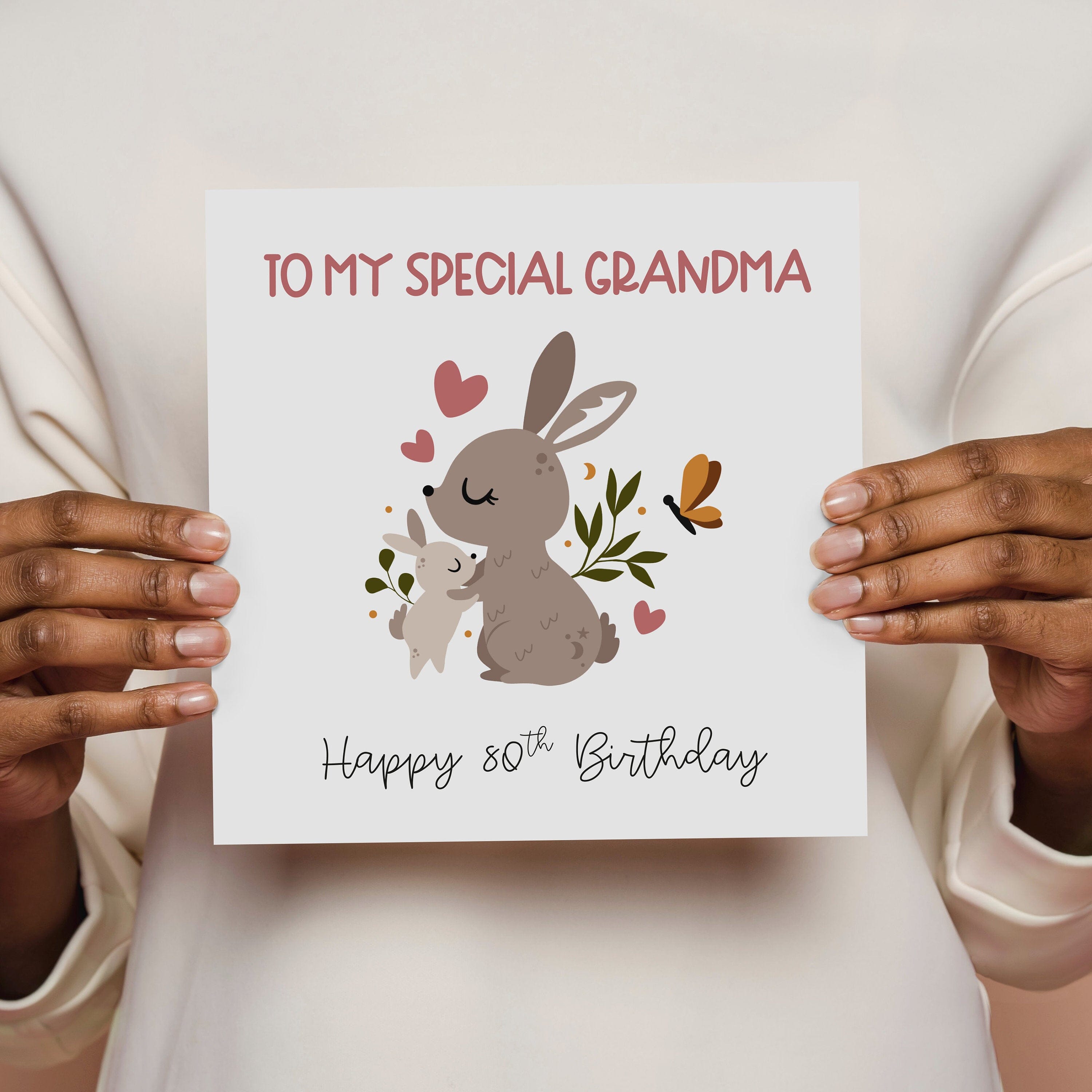 Personalised Grandma Birthday Card with Envelope, Nanny Gran Granny Greeting Card