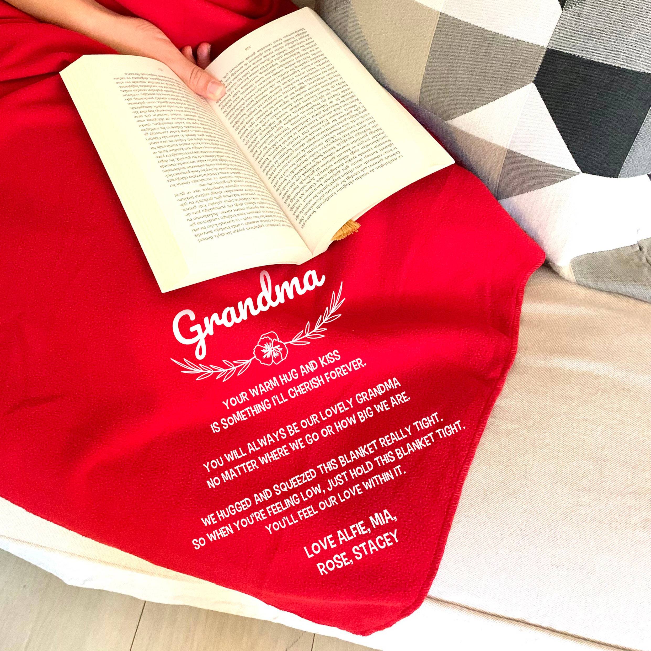Personalised grandma blanket with carrying handle, Nanny, nana, granny, grandmother Christmas gift