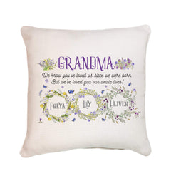 Personalised grandma cushion cover with grandchildren names, Personalised grandma gift