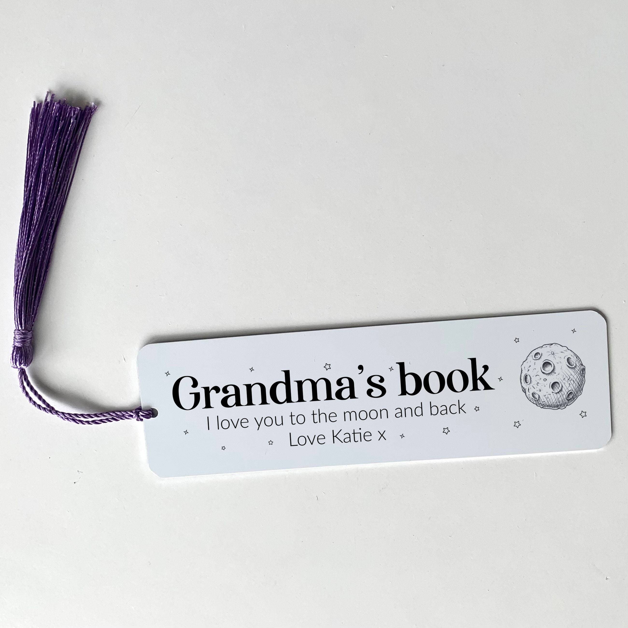 Personalised grandma grandad bookmark with tassel, Also for mum, dad, uncle, auntie