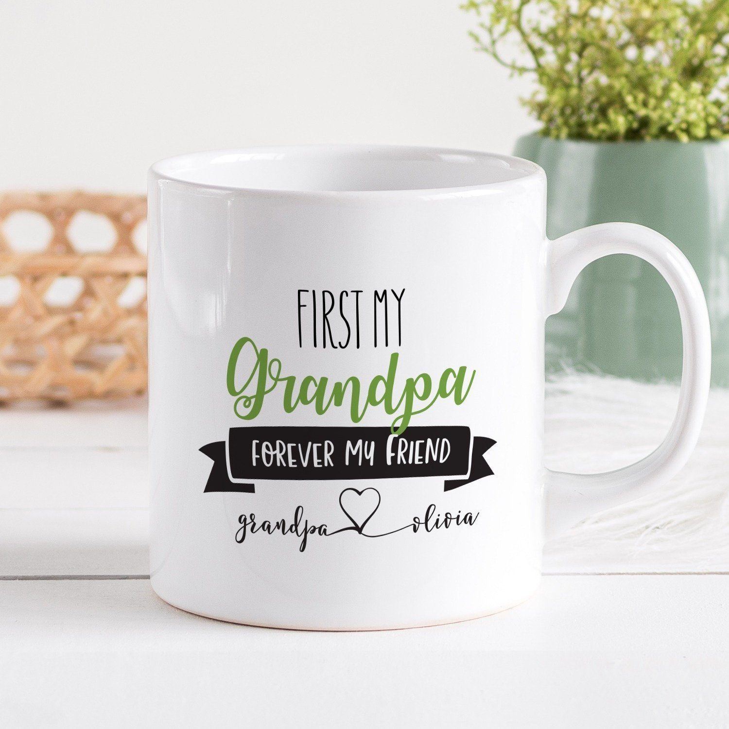 Personalised Grandpa Mug Gift, First My Grandpa Forever My Friend Mug