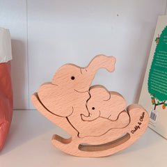 Personalised handmade wooden Elephant dad and baby Christmas Birthday Fathers Day gift for dad