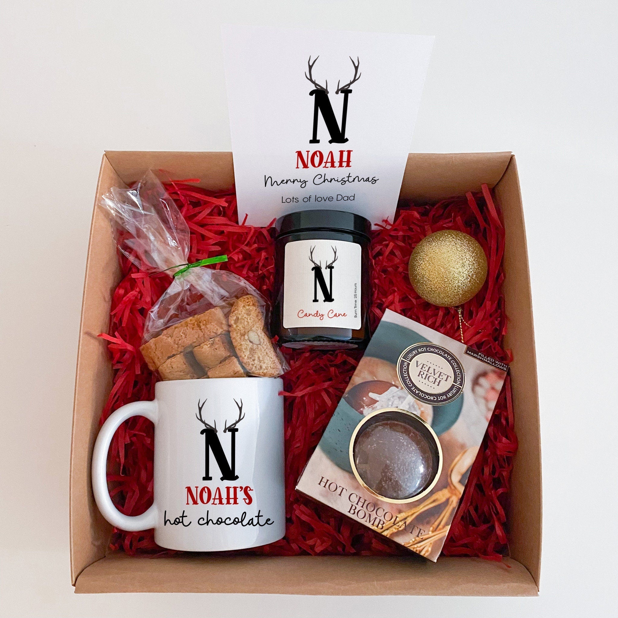 Personalised Hot Chocolate Gift Set for him and her, Mug Candle