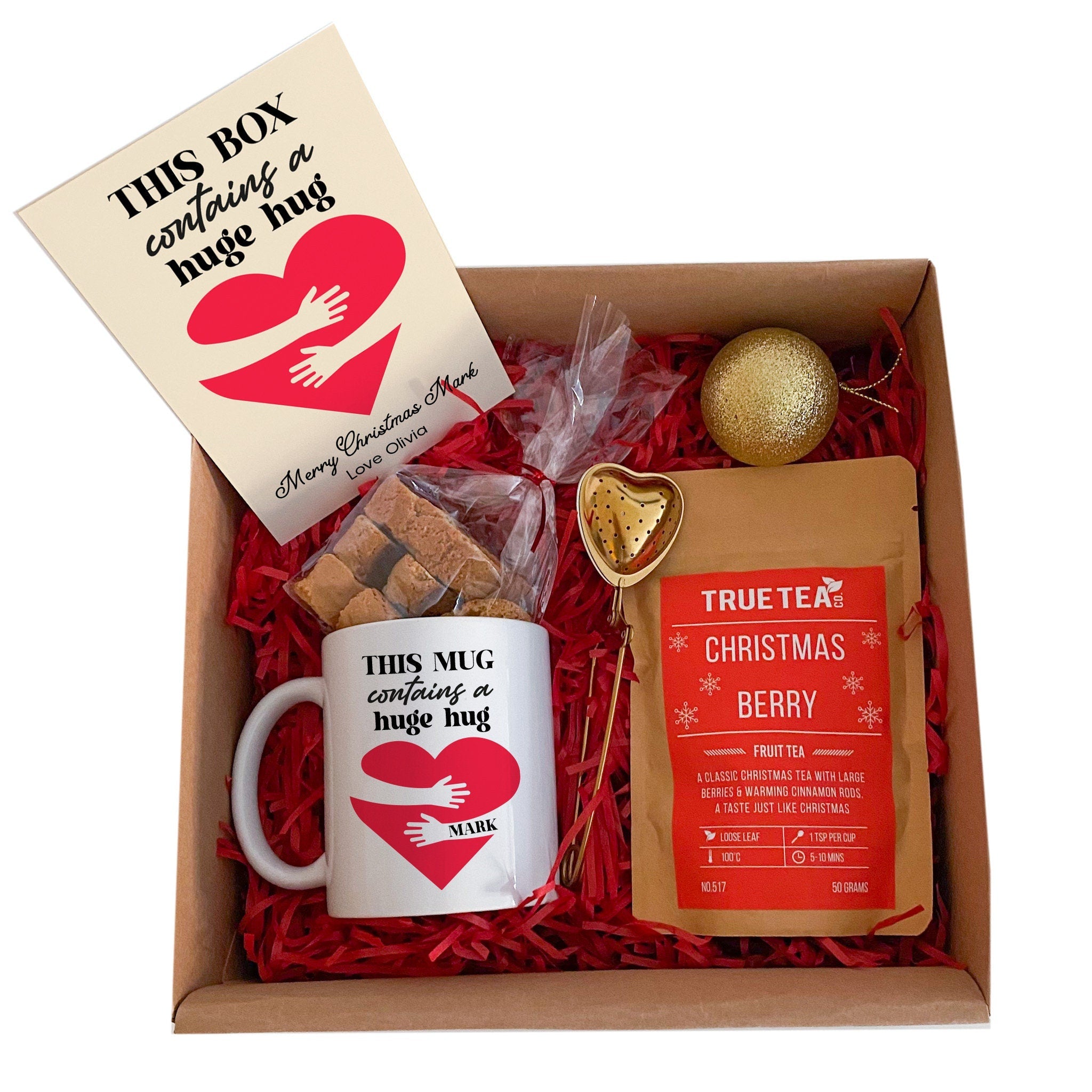 Personalised Hug in a Mug Gift Set, Tea lover Gift for Him and Her, This Box Contains A Big Hug