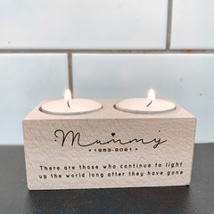 Personalised In Loving Memory Tealight Holder, Wooden engraved, Condolence Candle Remembrance