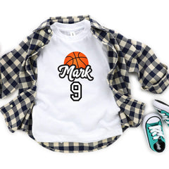 Personalised kids basketball themed birthday t-shirt, childrens top, boys t-shirt, girls t-shirt