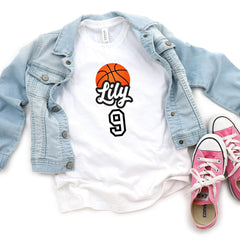 Personalised kids basketball themed birthday t-shirt, childrens top, boys t-shirt, girls t-shirt