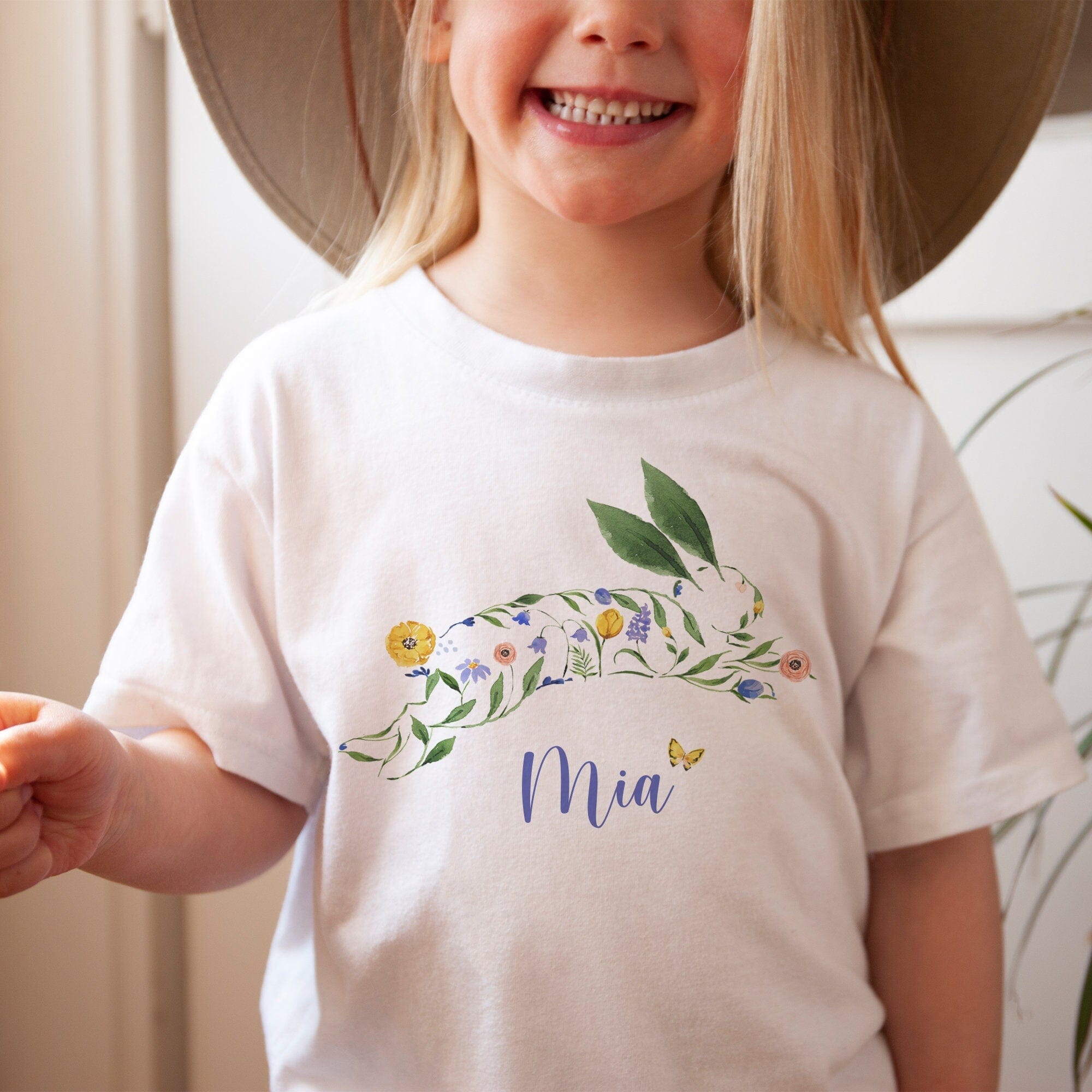 Personalised kids Easter bunny T-Shirt with name, Easter gift for boy girl, Egg hunt