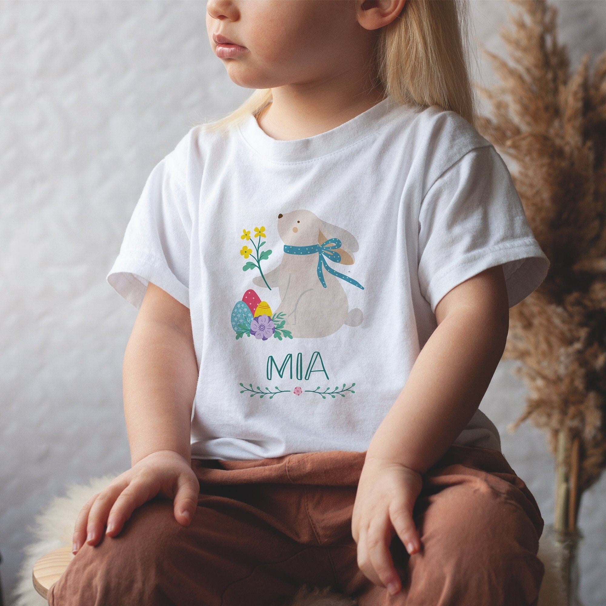 Personalised Kids Easter T-Shirt with name, Easter gift for boys or girls, Bunny Childrens tshirt, Easter Gift