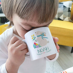 Personalised Kids mini Easter mug with name, Bunny gift for boys or girls, Baby 1st keepsake