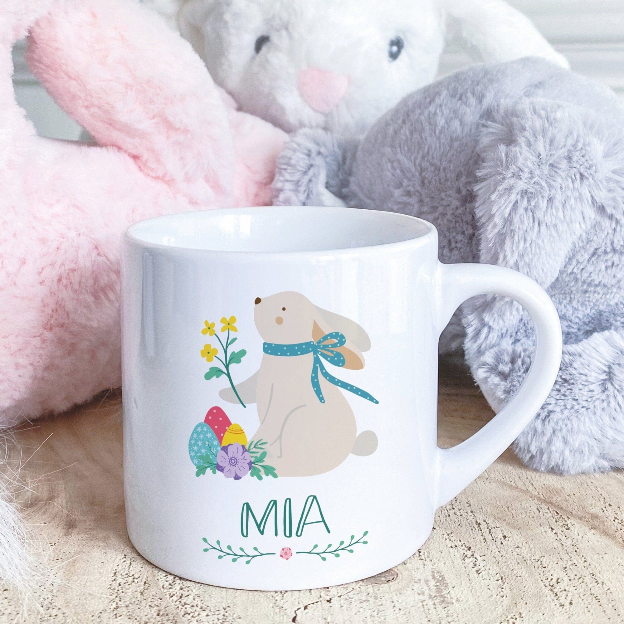Personalised Kids mini Easter mug with name, Bunny gift for boys or girls, Baby 1st keepsake