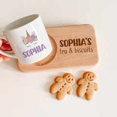 Personalised Kids Mug and Board with Child's Name Unicorn Astronaut Dinosaur Rainbow design