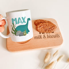 Personalised Kids Mug and Board with Child's Name Unicorn Astronaut Dinosaur Rainbow design