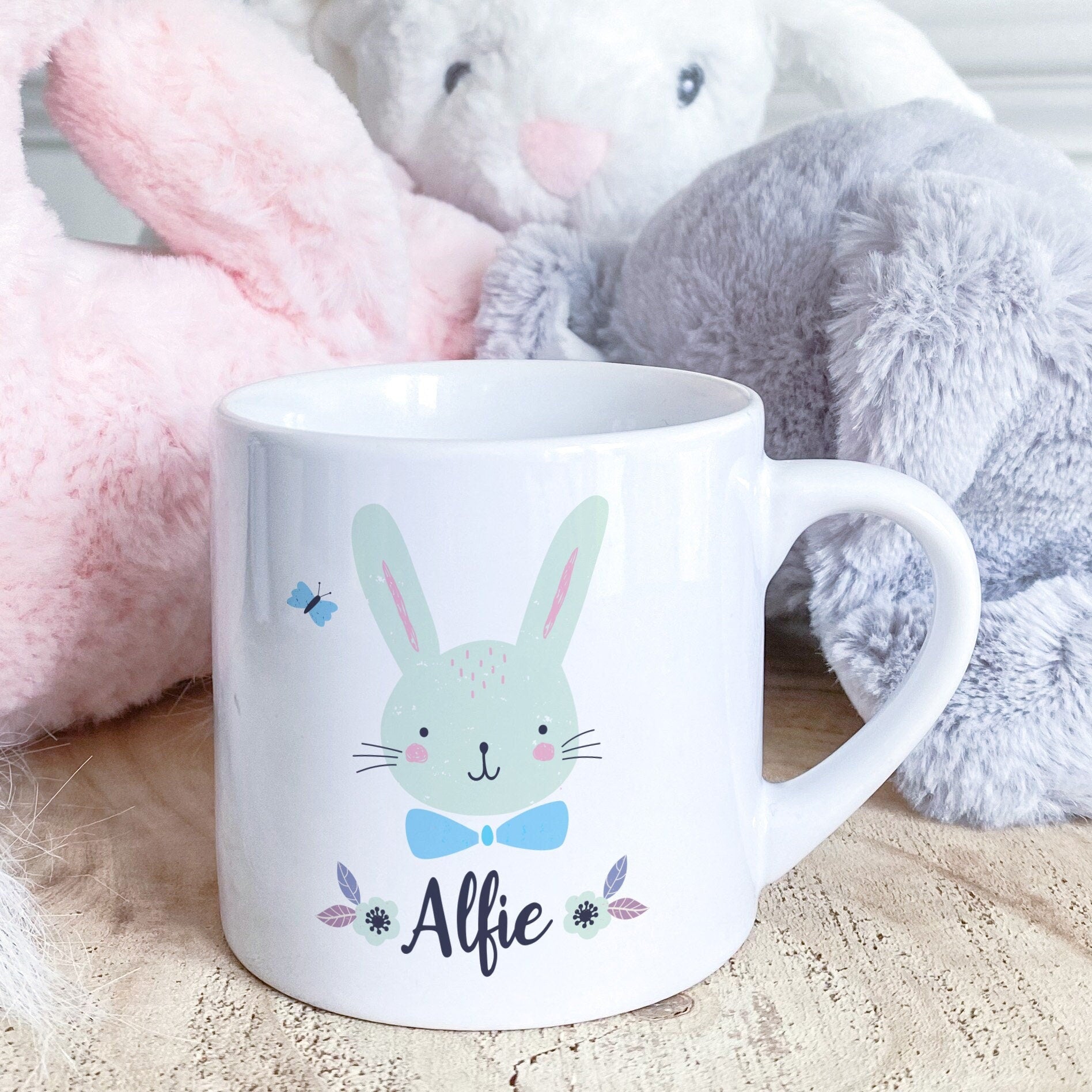 Personalised Kids Mug with name, Rabbit Mug, Easter Bunny Birthday Gift For Kids