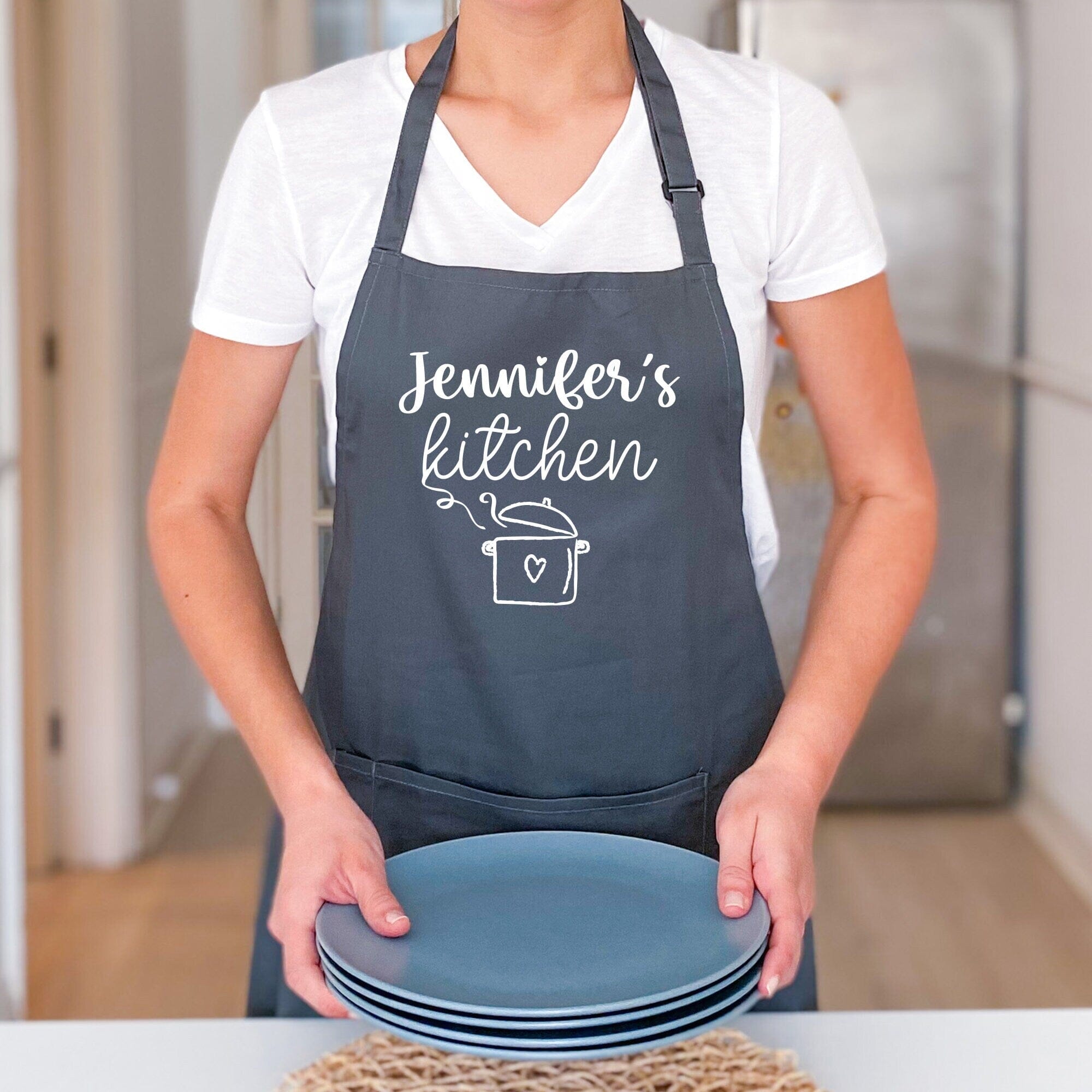 Personalised Kitchen Apron With Name Christmas Gift For Her Housewarming Mother's Day
