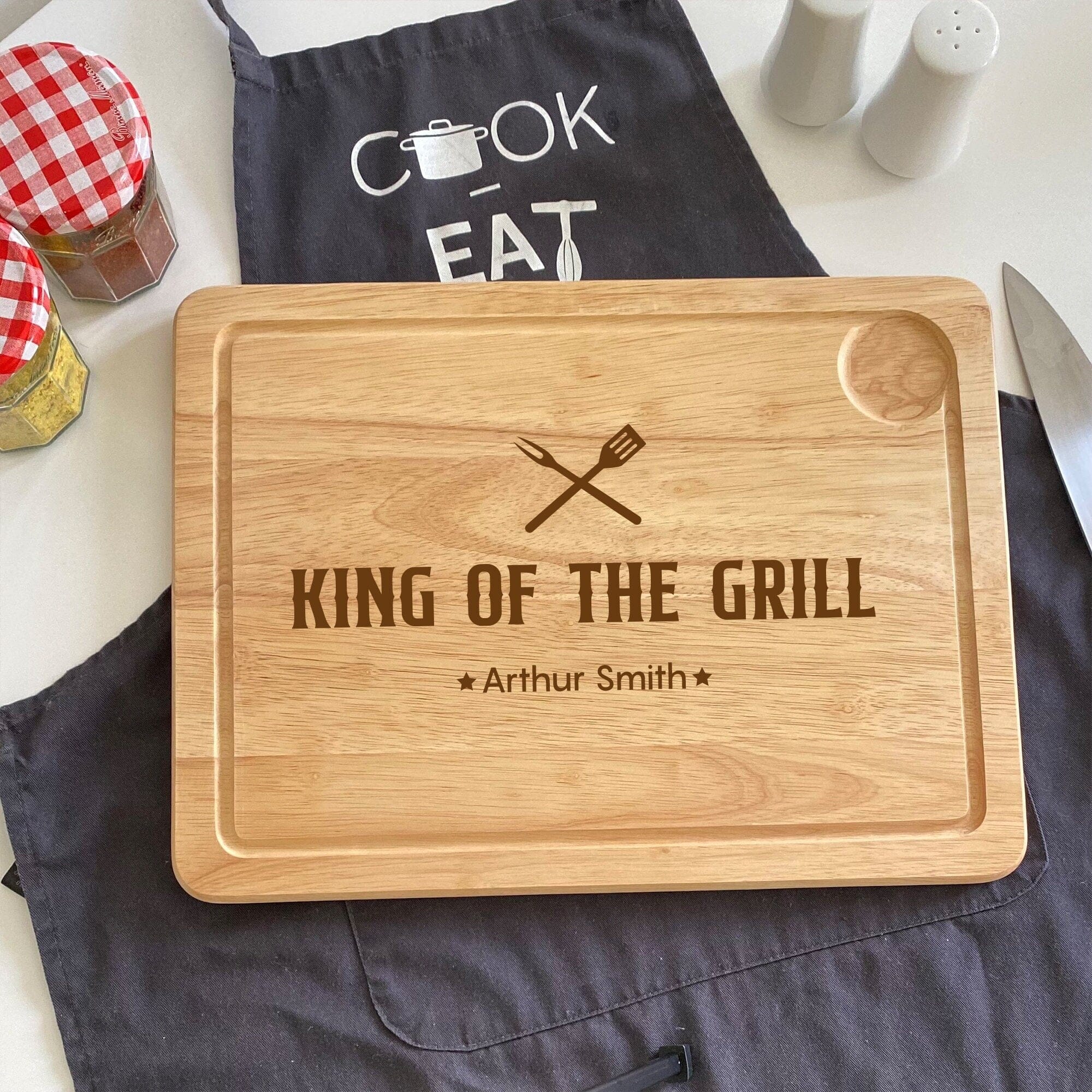 Personalised Laser Engraved King Grill Wooden Board Dad Grandma Uncle His FatherS Day