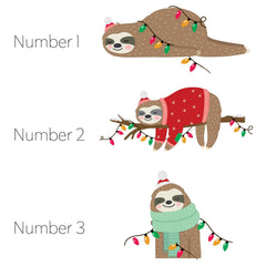 Personalised Linen Family Christmas Stocking with sloths