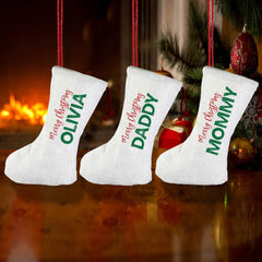 Personalised Linen Family Christmas Stockings