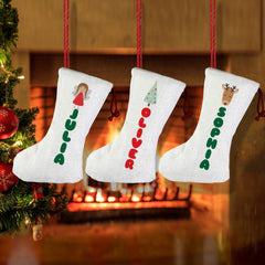 Personalised Linen Kids Christmas Stocking, xmas Stockings