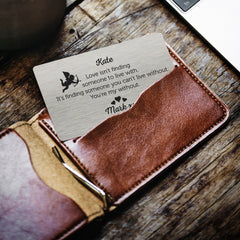 Personalised Love Metal Wallet Card, Gold or Silver, Valentine's Day Anniversary Birthday Gift for Wife