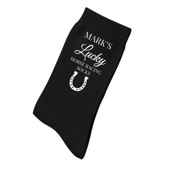 Personalised Lucky Horse Racing Socks, For Men, Birthday Gift For Horseracing Men, Horse Lover Christmas Gift