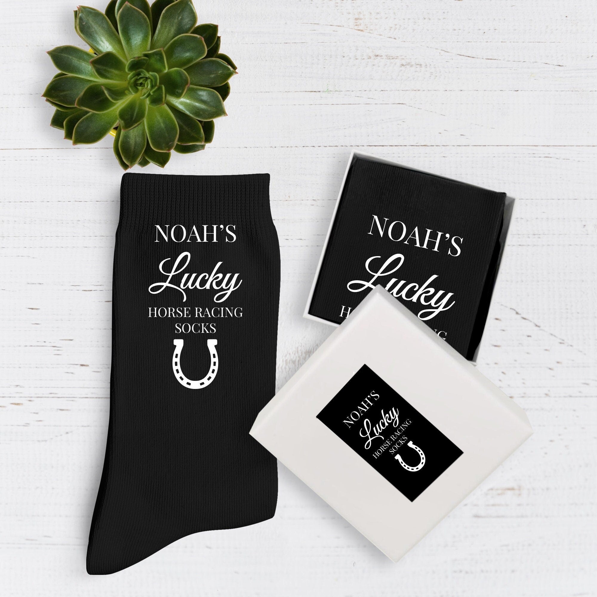 Personalised Lucky Horse Racing Socks, For Men, Birthday Gift For Horseracing Men, Horse Lover Christmas Gift