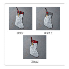 Personalised Luxury Christmas Stocking With Red Pompom Wooden Beads And Jingly Bells