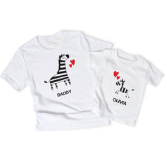 Personalised Matching Dad and baby zebra t-shirt, QTY 1, Father's Day gift with names