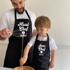 Personalised Matching Dad Kids Apron, Father's Day Christmas Birthday Gift For Dad
